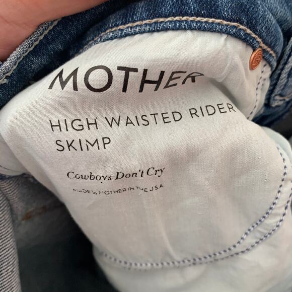 Mother High Waisted Rider Skimp Straight Leg Jeans In Cowboys Don’t Cry Size 26 - Picture 13 of 16